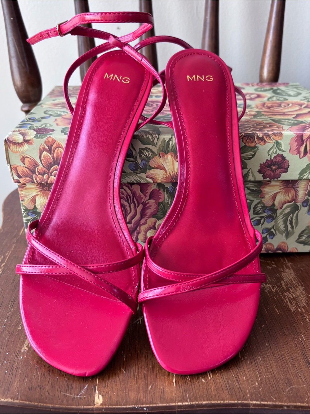 Mango Women’s RedStrappy Kitten Heel Sandals 6.5 - Picture 3 of 7